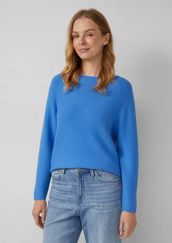 s.Oliver Strickpullover Damen Baumwolle blau - Pullover für Herren, lässige Oversize-Passform und U-Bootausschnitt für optimalen Tragekomfort – ein echtes Wohlfühl-Essential.