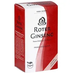 Roter Ginseng 400 mg 8% von Terra Mundo Kapseln - Arzneimittel mit 400 mg hochwirksamem Ginseng-Extrakt, unterstützt die Vitalität und das Wohlbefinden.