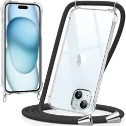 Handykette für iPhone 15 – Transparente Hülle mit Kordel in Schwarz - Stylische Handykette für iPhone 15, ideal für den täglichen Gebrauch. Die transparente Hülle bietet Schutz, während die Kordel für bequemes Tragen sorgt. Perfekt für Erwachsene und Unisex geeignet.