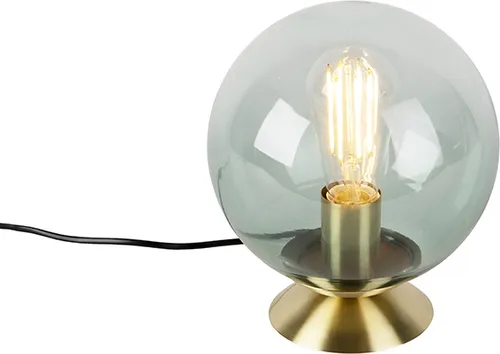 Qazqa Art Deco Tischleuchte Pallon - Elegante Tischlampe in Grün - Stilvolle Tischleuchte mit E27-Fassung, ideal für Schlafzimmer und Wohnzimmer. Dimmbar für individuelle Lichtstimmung, benötigt dimmbares Leuchtmittel. Perfekt für eine gemütliche Atmosphäre.