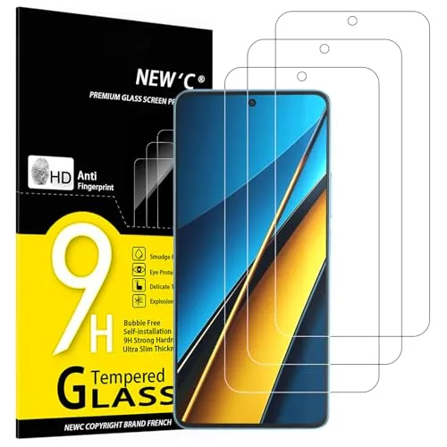 NEW'C 3 Stück für Xiaomi Poco X6 5G, X6 Pro 5G für Panzerglas, Frei von Kratzern, 9H Härte, HD Displayschutzfolie, 0.33mm Ultra-klar, Ultrabeständig