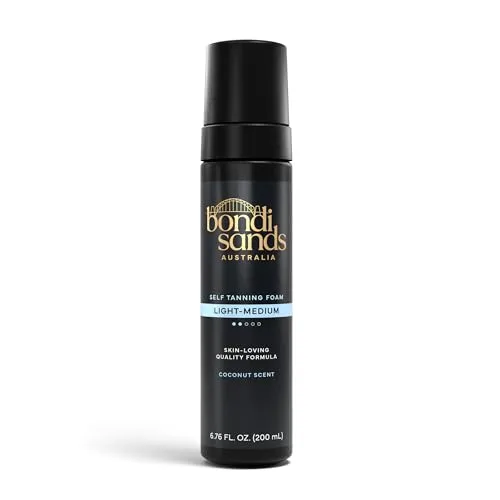 Bondi Sands Self Tanning Foam - Light/Medium (200 ml) - Leichter Selbstbräunungsschaum für einen natürlichen, goldenen Teint. Ideal für helle bis mittlere Hauttöne, sorgt für eine langanhaltende Bräune. Mit angenehmem Kokosnussduft und veganen Inhaltsstoffen, perfekt für Anfänger.