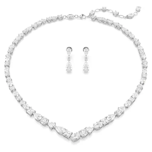 Swarovski Mesmera Set - Rhodinierte Halskette und Ohrringe, strahlende Swarovski Kristalle für schlichte Eleganz und besondere Anlässe