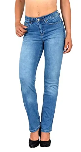 ESRA Damen High Waist Jeans - Straight Leg bis Übergröße G300 - Hochwertige Damen Jeans in High-Waist mit geradem Schnitt, ideal für Komfort und Stil. Hoher Baumwollanteil sorgt für angenehmes Tragegefühl, während Elasthan Flexibilität und perfekten Sitz bietet.