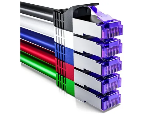 deleyCON deleyCON 5x 1m RJ45 Patchkabel SFTP Netzwerkkabel mit CAT7 Rohkabel LAN-Kabel
