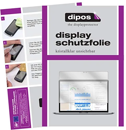 dipos I 2X Schutzfolie klar kompatibel mit Apple MacBook Pro 13 Zoll (2019) Folie Displayschutzfolie