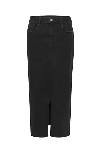 KAFFE Rock KAsinem Damen Rock Denim Maxirock High Waist Lang Jeansrock mit Schlitz Skirt Black Deep 40
