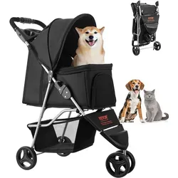 VEVOR Hundewagen Tierbuggy faltbar - Sonstiger Hundebedarf mit stabiler Konstruktion, ideal für ältere oder verletzte Haustiere bis 16 kg. Praktisch und durchdacht mit Qualitäts-Reißverschluss und Getränkehalter.