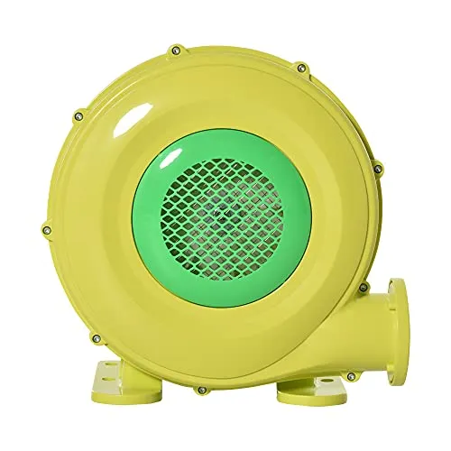 Outsunny 450W elektrische Luftpumpe Hüpfburg Gebläsepumpe Ventilator mit Griff Dauergebläse leichtgewichtig tragbar für aufblasbare Spielzeuge ABS Gelb+Grün 35 x 26 x 33,5 cm