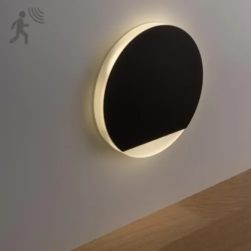 LongLife LED Treppenleuchten mit Bewegungsmelder - Rund Schwarz 1,5W - Lampen mit intelligentem Bewegungsmelder für effiziente Beleuchtung, ideal für Treppen und Flure – energieeffizient und sicher.