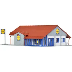 Vollmer 43662 H0 Supermarkt Lidl - Modelleisenbahn-Gebäude, detailgetreu und ideal für kreative Landschaftsgestaltung