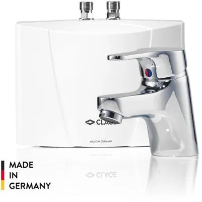 Clage M 3/END Kleindurchlauferhitzer mit Armatur - Hydraulisch geregelter Durchlauferhitzer, Komplett-Set mit druckloser Einhebel-Mischbatterie für einfache Installation und komfortable Warmwasserversorgung.