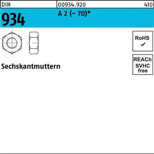100er PACK(Stk)  000934920009060000 Sechskantmutter DIN 934 M 6 A 2 (- 70)