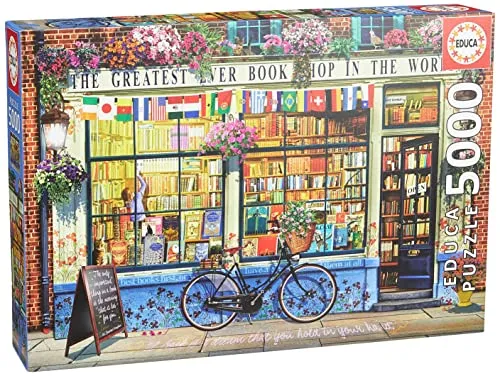 Educa Puzzle - Bookshop in the World 5000 Teile - Klassische Puzzles mit 5000 perfekt gefertigten Teilen, die ein beeindruckendes Kunstwerk des besten Buchladens der Welt ergeben. Ideal für Puzzleliebhaber, die eine echte Herausforderung suchen.
