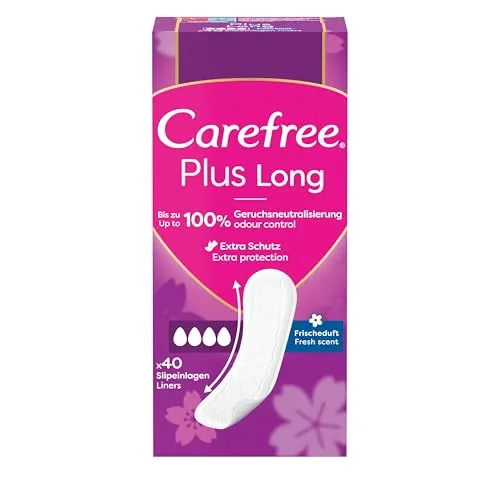 Carefree Plus Long Fresh 40 - Super saugfähige Slipeinlagen mit feiner Beschichtung für langanhaltenden Komfort. Ideal für den täglichen Gebrauch und einfach zu handhaben.