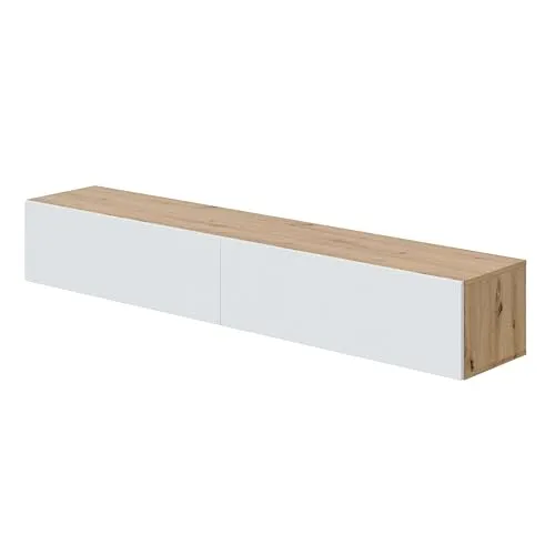 Habitdesign Kaway TV-Lowboard zur Wandmontage - TV-Halterung mit modernem Design, platzsparend und mit großem Stauraum durch 2 Klapptüren – ideal für kleine Wohnzimmer.