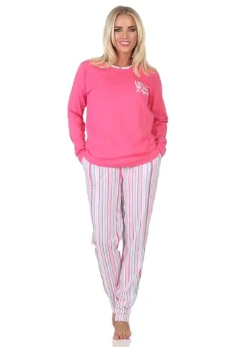 Normann Damen Schlafanzug lang Pyjama in Streifenoptik - auch in Übergrößen, Farbe: pink, Größe: 52-54 - Eleganter Damen Schlafanzug in trendiger Streifenoptik, ideal für entspannte Nächte oder gemütliche Tage. Erhältlich in Übergrößen und aus schadstofffreien Materialien für höchsten Komfort.