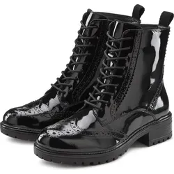 LASCANA Stiefelette schwarz-shiny Größe 41 - Wanderschuhe aus hochwertigem Leder, mit weichem Futter und robuster Laufsohle für optimalen Komfort und Halt bei jedem Schritt.