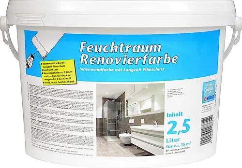 Wilckens Feuchtraum Renovierfarbe 2,5L - Schimmel-Schutzfarbe mit Langzeitschutz