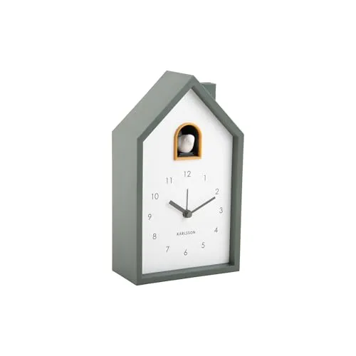 Karlsson Wecker Modern Cuckoo - Stylischer Wecker in Weiß und Mintgrau, mit praktischer Weckfunktion und dekorativem Design für jedes Zuhause.
