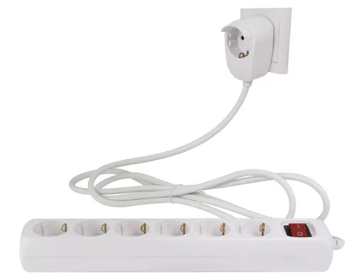 REV Ritter Powersplit Steckdosenleiste 6-fach mit Schalter 2 m weiß