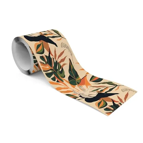 Muralo - Selbstklebende Bordüre - Tapetenbordüre Wandbördure - Dekorative Wandtatto für Wände, Möbel, Decken, Tapeten, Wandverkleidungen, Türen - Bunte Monstera - Br.10cm x Hö.300cm