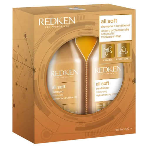 Redken All Soft Springset Haarpflege-Set - Haarpflege-Set für trockenes Haar, mit feuchtigkeitsspendendem Shampoo und Conditioner für ultimative Geschmeidigkeit und Glanz.