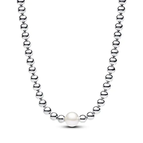 PANDORA Timeless Collier-Halskette mit Süßwasserzuchtperle - Hochwertige Kette aus Sterling Silber mit behandelter Süßwasserzuchtperle und Cubic Zirkonia. Perfekt für besondere Anlässe oder den Alltag – ein zeitloses Schmuckstück der PANDORA Timeless Kollektion.