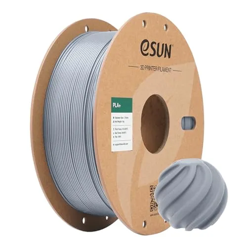 eSUN PLA+ Filament 1,75 mm, verstärkt Zähigkeit 3D-Drucker PLA Plus, Maßgenauigkeit +/- 0,03 mm, 1 kg Spule (2,2 LBS) 3D-Druck-Filament für 3D-Drucker, Silber