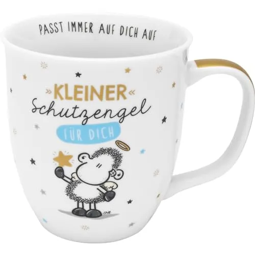Sheepworld Tasse mit Motiv "Kleiner Schutzengel" | Sprüchetasse, 40 cl, Porzellan, mit Geschenk-Anhänger | Geschenk Weihnachten, Silvster, Kommunion, Taufe | 48971