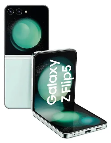 Samsung Galaxy Z Flip5 256 GB 5G Mint Smartphone - Handys ohne Vertrag - Kompaktes Klapp-Smartphone mit 6,7' OLED-Display, 3700 mAh Akku und Dual-SIM-Funktion für maximale Flexibilität.