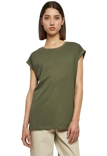 Urban Classics Damen T-Shirt Ladies Extended Shoulder Tee, T-Shirt mit überschnittenen Schultern, aus Baumwolle, erhältlich in vielen Farben, Olive, XXL