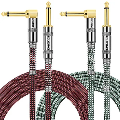 OTraki 2 Stück Gitarrenkabel 3M Gitarren Instrumentenkabel mit 6.3mm Guitar Cables Geräuschloses Gitarre Kabel Gitarreneffekte Gitarren Klinkenpatchkabel