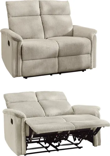 Relax Sofa 2-Sitzer Couch mit Federkern und Liegefunktion - Beige 2-Sitzer Sofa mit Federkernpolsterung und halbautomatischer Relaxfunktion für optimalen Sitzkomfort. Ideal zum Entspannen und Relaxen!