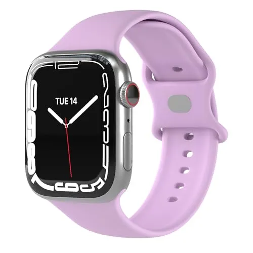 EAZY CASE Sport Armband kompatibel mit Apple Watch 38mm 40mm 41mm 42mm verstellbares Ersatzarmband aus Silikon Sport Loop für Apple Watch Serie 9 8 7 6 5 4 3 2 1 SE für Damen Herren Lavendel