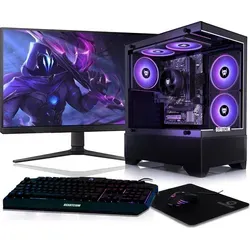 BEASTCOM Q3 | Essential Gaming PC | Komplett-Set | AMD Ryzen 3 4X 4,00 GHz | 4K Vega 6-Kern Grafik | 16GB RAM | 1TB SSD | Monitor LED 24" + Tastatu... - Schwarz