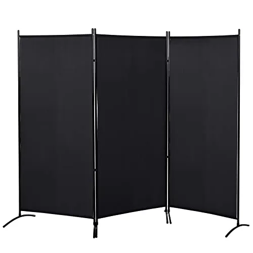 HOMCOM 3-teilig Faltbarer Paravent 253 x 182 cm - Eleganter Raumtrenner für sofortige Privatsphäre, perfekt zur Unterteilung großer Räume. Stabiler Metallrahmen und platzsparendes Design machen ihn ideal für Wohnzimmer oder Schlafzimmer.
