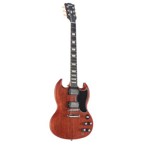 Gibson SG ´61 Standard VC B-Stock - Vintage Cherry E-Gitarre - E-Gitarre mit Mahagoni Korpus und Slim Taper Halsprofil, ideal für Rock und Blues, inkl. Koffer, Versandrückläufer mit Garantie und leichten Gebrauchsspuren.
