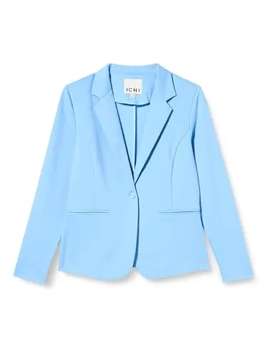 ICHI IHKATE Damen Blazer - Eleganter 1-Knopf-Jackenblazer in Della Robbia Blue - Blazer für Damen, klassischer Schnitt mit Reverskragen und Paspeltaschen, ideal für Büro und Freizeit, nachhaltig produziert mit recycelten Materialien.