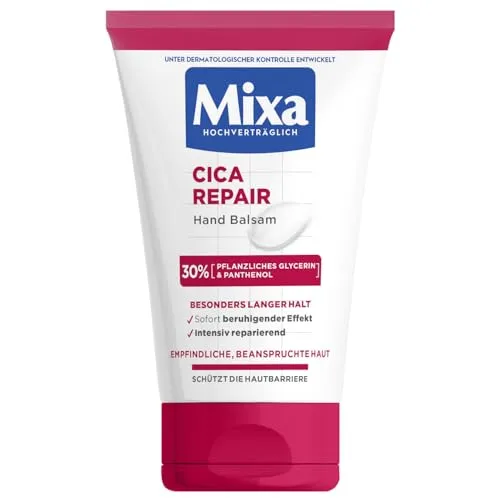 Mixa Cica Repair Hand Balsam – Feuchtigkeitsspendende Handcreme - Tagespflege für empfindliche Haut, repariert und spendet Feuchtigkeit in praktischer Reisegröße (50 ml). Ideal für unterwegs!