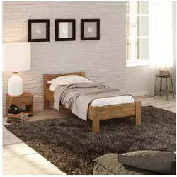 Krok Wood Seniorenbett SiSi aus Massivholz Eiche, 120 x 200 cm - Betten: Modernes Massivholzbett aus Eiche mit 53,5 cm Bettrahmenhöhe sorgt für einfachen Zugang und schützt die Wirbelsäule. Ideal als Jugend- oder Ehebett, inklusive passendem Nachttisch.