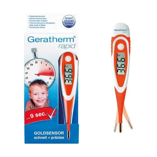 Geratherm Fieberthermometer rapid digital 1 St - Fieberthermometer für präzise und schnelle Temperaturmessung, ideal für Familie und Medizin mit großer Anzeige und Messgenauigkeit von +/- 0,1 °C.
