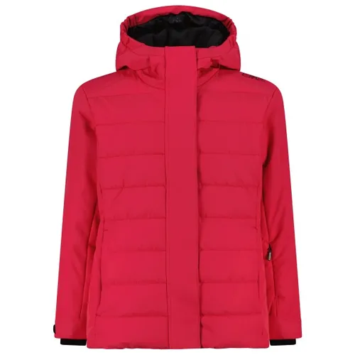 CMP KID G Jacket FIX Hood carminio (C839) 140 - Kinder Skijacken mit innovativer Feel-Warm-Polsterung, die Wärme und Atmungsaktivität bietet – ideal für kleine Skifahrerinnen bei jedem Wetter.