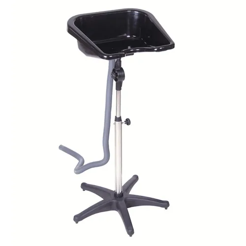 Efalock Waschbecken flach sw - Mobiles Waschbecken für Friseure, höhenverstellbar von 68-120 cm, mit flexiblem Abwasserschlauch (1,50 m) für einfache Handhabung, ideal für professionelle Anwendungen.