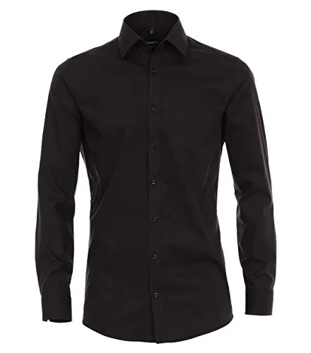 Venti Businesshemd Uni Body Fit - Herrenhemd aus reiner Baumwolle in Body Fit, bügelleicht mit Kent-Kragen, ideal für einen eleganten und gepflegten Look im Büro.
