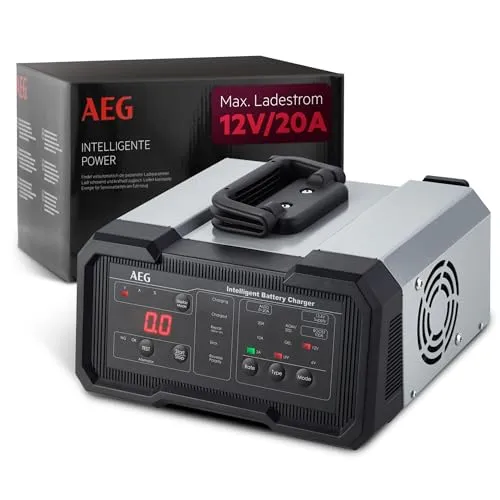 AEG Batterieladegerät CW20 - Universelles Ladegerät für 6V & 12V Batterien - Fahrzeugbatterie-Ladegeräte mit 20 A Ladestrom, Überladungsschutz und praktischer Ladestatusanzeige. Ideal für Saisonfahrzeuge wie Cabrio oder Motorrad.
