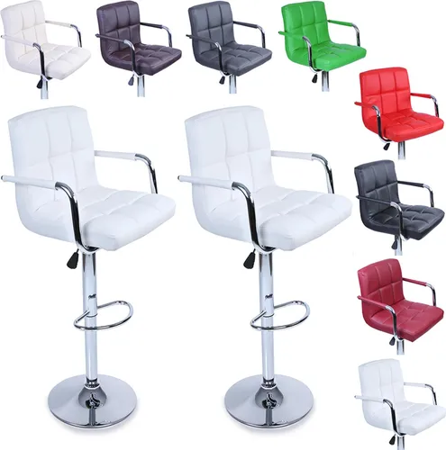 TRESKO Barhocker weiß - Barmöbel mit elegantem Kunstlederbezug, ideal für moderne Küchen oder Bars, Höhe 115,5 cm für optimalen Sitzkomfort.