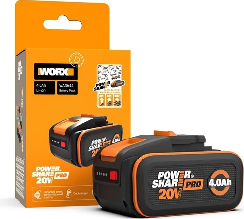 Original WORX WA3644 PowerShare Pro Akku 20V - 4,0 Ah Li-Ion, wiederaufladbar mit Heatshield-Technologie für längere Laufzeit und maximale Leistung