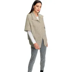 Strickjacke HEINE, Damen, Gr. 36/38, beige (champagner, beige, meliert), 77% Polyacryl, 9% Polyamid, 8% Wolle, 6% Polyester, unifarben, 3/4-Ärmel, Strickjacken