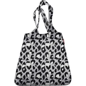 Reisenthel Einkaufstasche Mini Maxi Shopper, leo nero, aus Polyester, in sich verstaubar, mit Henkeln, 43,5 x 63 cm